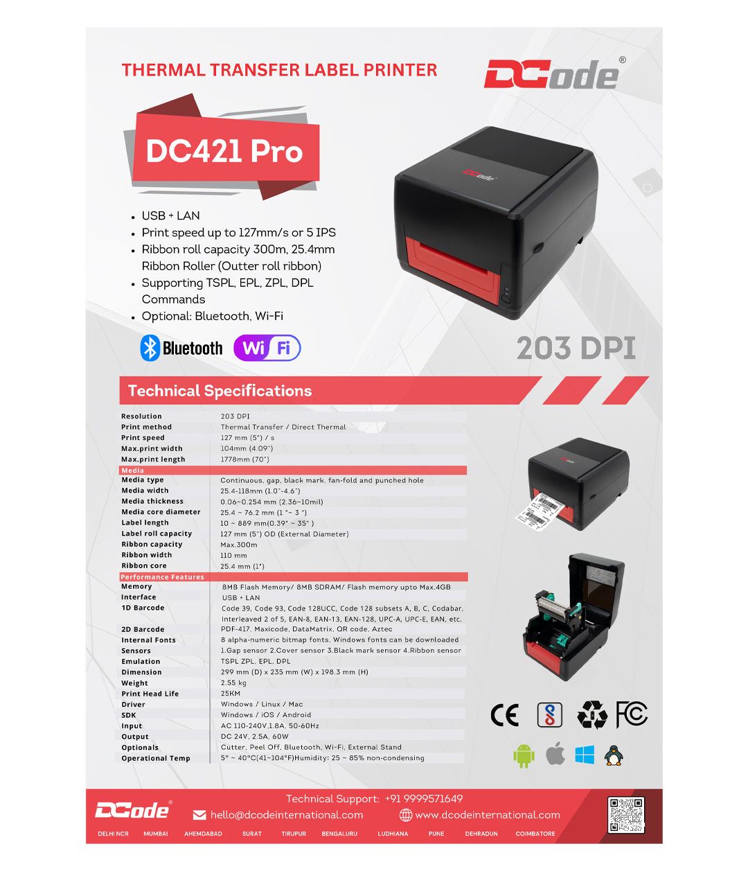 DCODE DC 421 PRO Thermal Transfer Label Printer