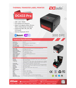 DCODE DC 433 PRO Thermal Transfer Label Printer